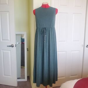 SHEIN Heather Green Sleeveless Maxi Dress With Waist Tie